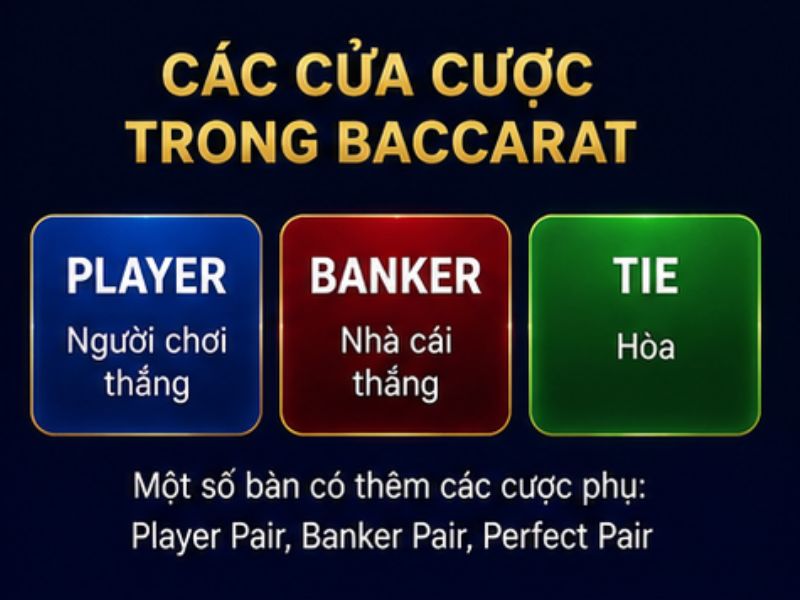 Các Cửa Cược Trong Baccarat 78Win
